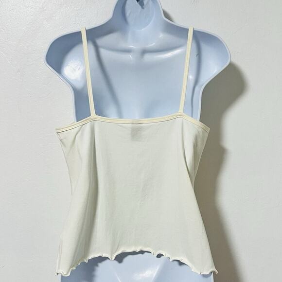 GAP Y2K Lace Trim Cotton Babydoll Tank Top Size L Romantic Angelcore - Picture 2 of 7